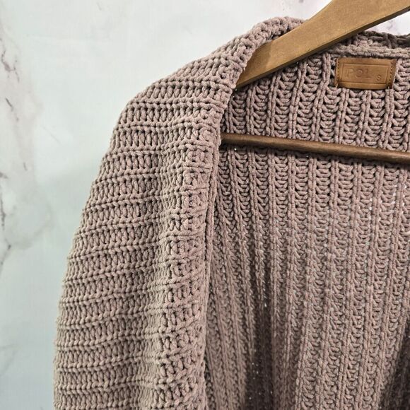 POL Sweater Womens Large Cardigan Pink Chenille Oversized Slouchy Pockets - Picture 2 of 12